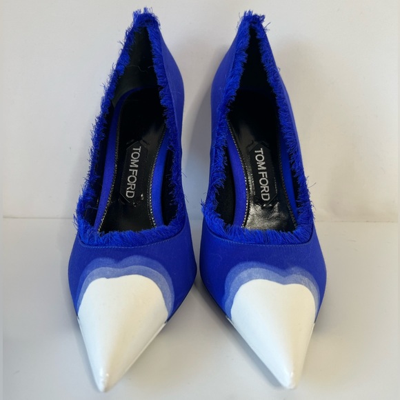 Tom Ford Cobalt Blue Satin Pointed Toe Pumps with a Dipped Dyed Finish, Size 40 - Picture 3 of 15